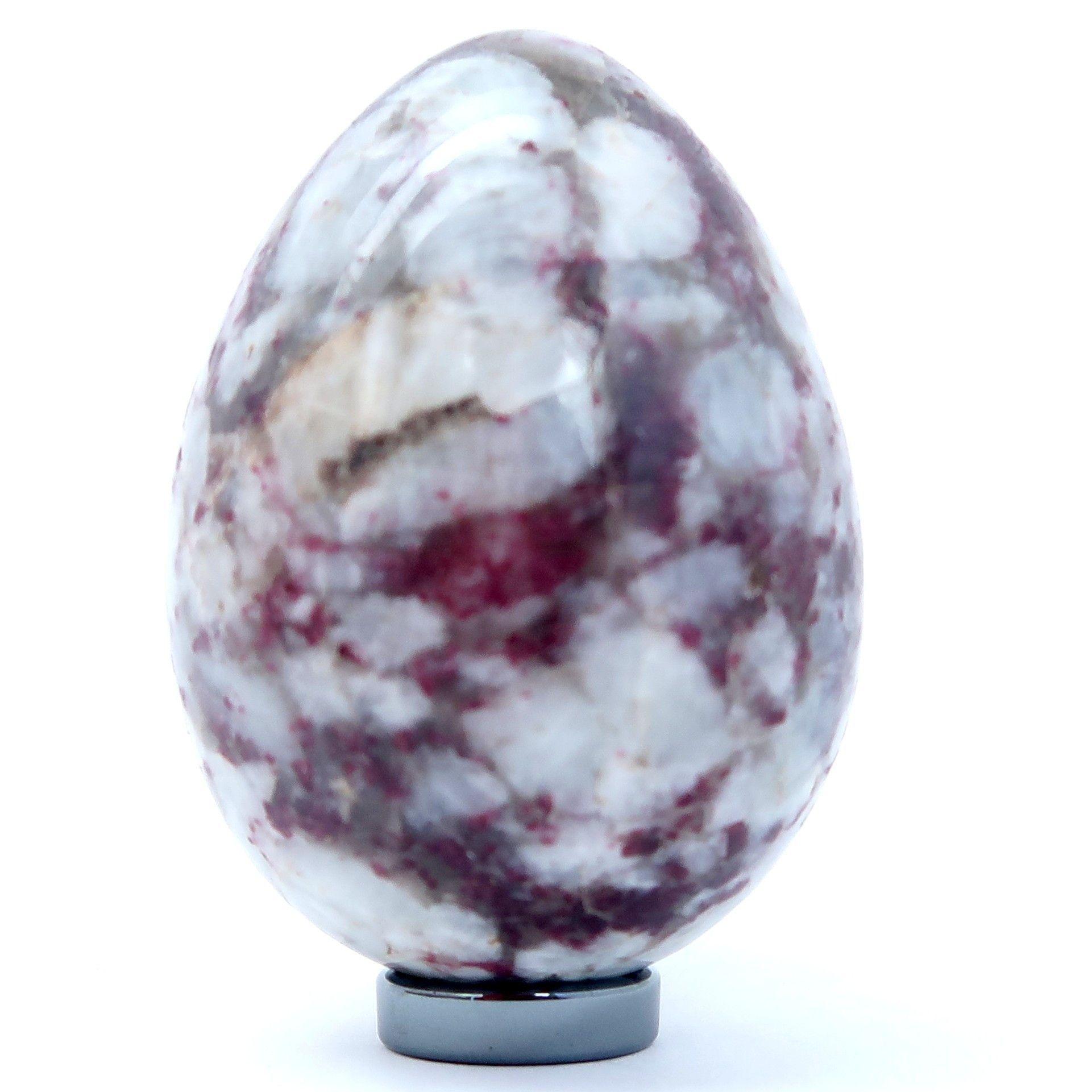 Red and White Oval Egg-Shaped Logo - Tourmaline Egg 02 - Rubellite Red White Quartz (3 Inches) | Eggs ...
