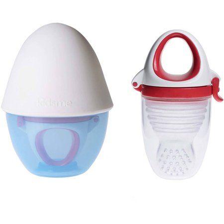 Red and White Oval Egg-Shaped Logo - Kidsme 160359 RW Silicone Baby Food Feeder Plus with Egg Shell Shape