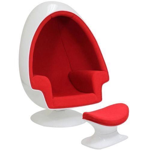 Red and White Oval Egg-Shaped Logo - Egg Chair