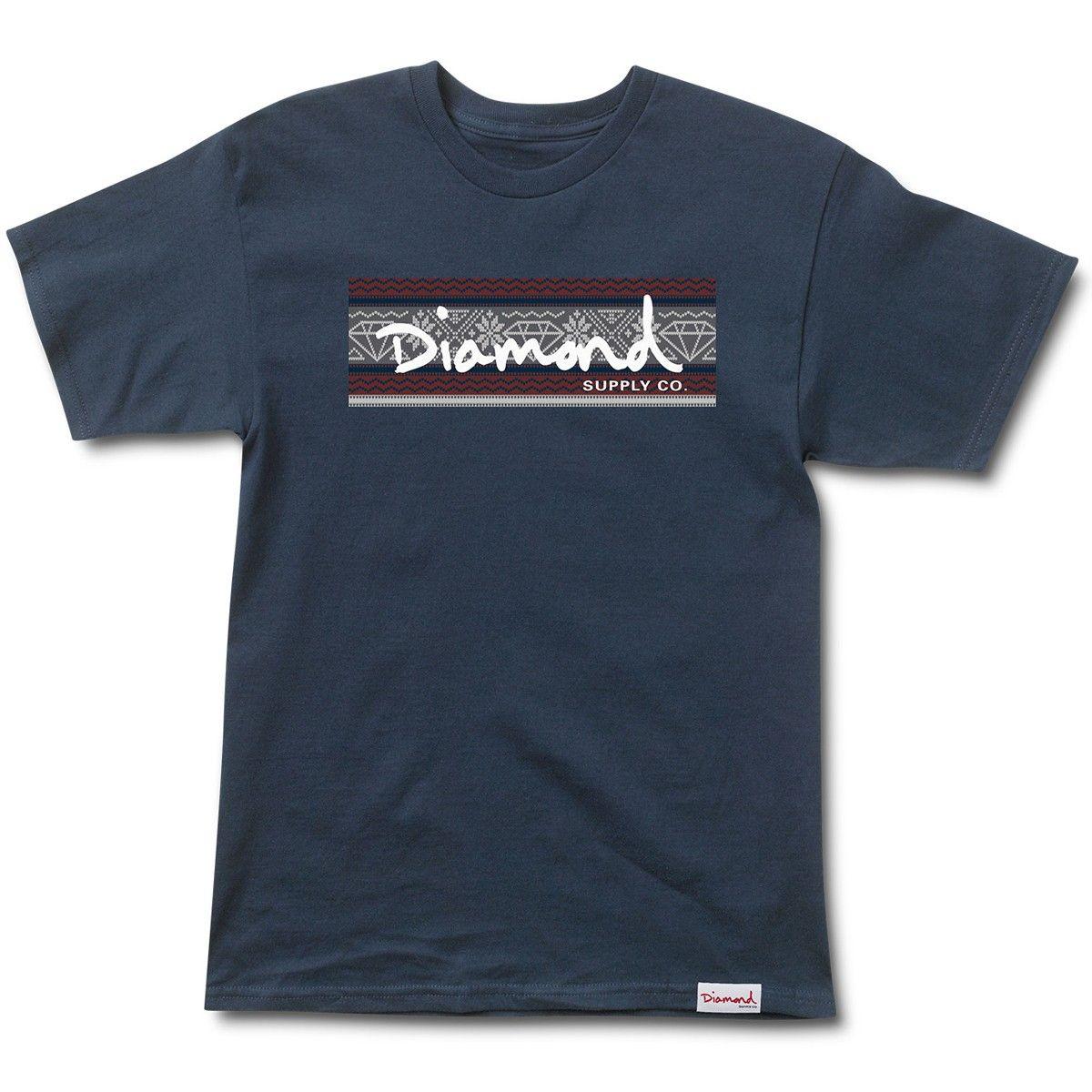 Co Blue Box Logo - Diamond Supply Co. Fairisle Box Logo T-Shirt - Navy