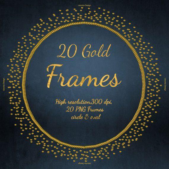 Blue Gold Circle Logo - Circle Oval Gold frames Glitter Clipart Digital Gold frames | Etsy