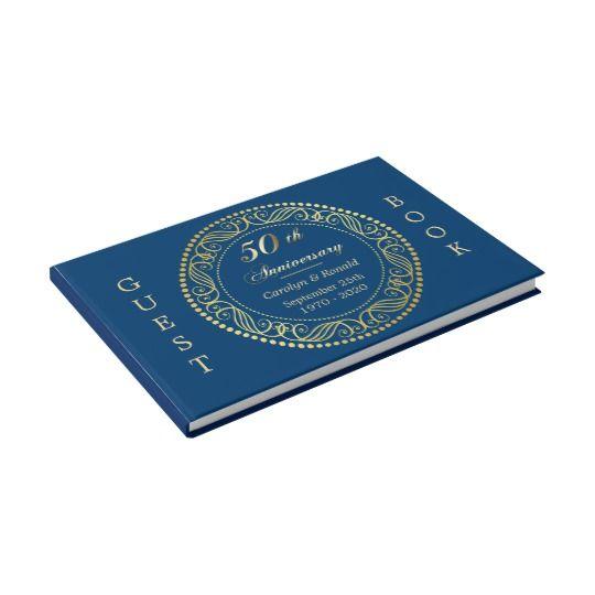 Blue Gold Circle Logo - Royal Blue Gold Circle Anniversary Guest Book | Zazzle.co.uk