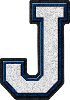 Blue Letter J Logo - Presentation Alphabets: White & Royal Blue Varsity Letter J