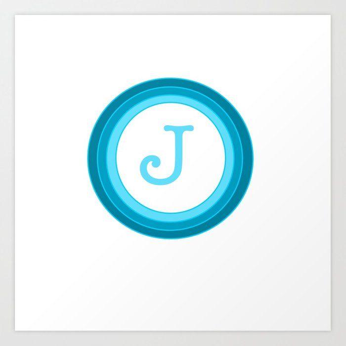 Blue Letter J Logo - Blue letter J Art Print by madebymaddy | Society6