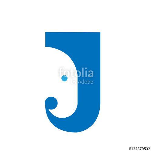 Blue Letter J Logo - Vector Blue Elephant Letter J Logo