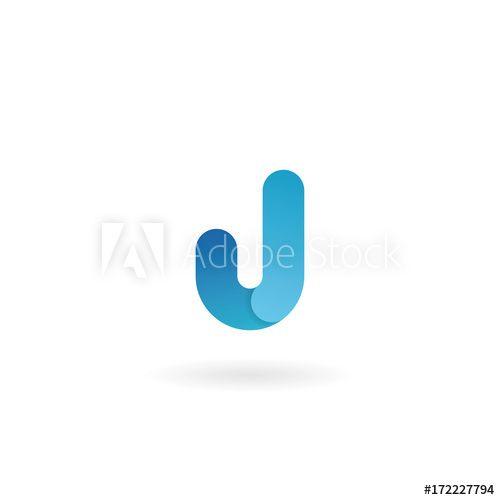 Blue Letter J Logo - Letter J logo. Blue vector icon. Ribbon styled font. this