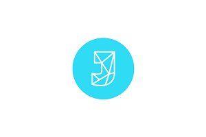 Blue Letter J Logo - Simple line letter T logotype ~ Logo Templates ~ Creative Market