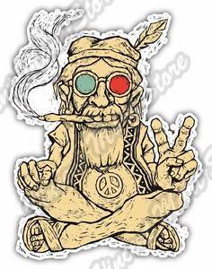 Hippie Smoking Logo - Hippie Sitting Smoking Love Peace Music Car Bumper Vinyl Sticker ...