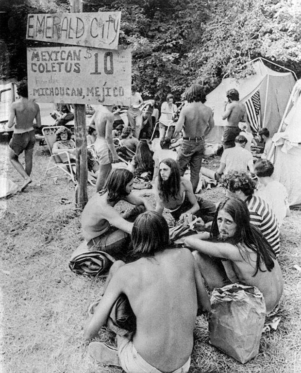 Hippie Smoking Logo - 1970 photo of pot-smoking hippies answers a what is that lyric ...