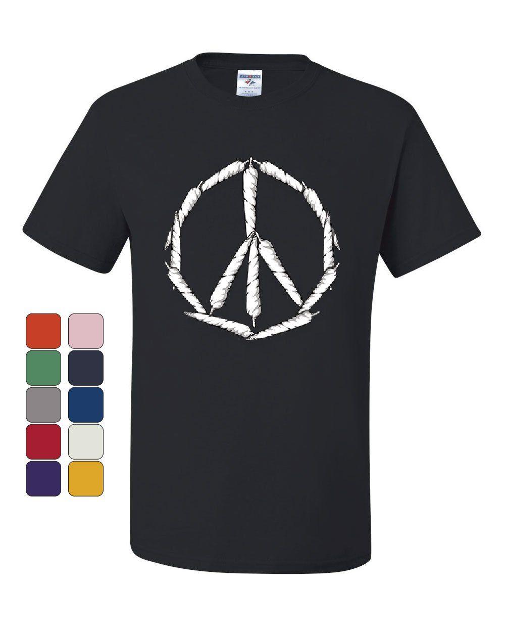 Hippie Smoking Logo - Peace Sign Weed Joints T-Shirt Smoking 420 Hippie Pot Marijuana Tee ...