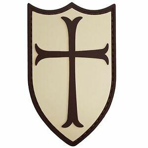 Crusader Shield Logo - AIRSOFT CRUSADER CROSS SHIELD RUBBER 3D NAVY SEALS PATCH TAN & BROWN