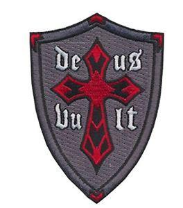 Crusader Shield Logo - Knights Templar Patch Deus Vult God Wills Christian Cross Crusader ...