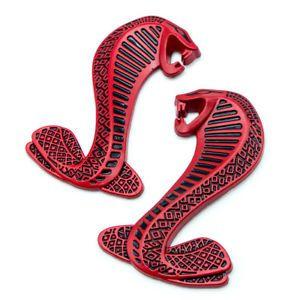 Red Snake Logo - 2x Red & Black Shelby Cobra Snake Logo Side Wing Emblem Fender Badge ...