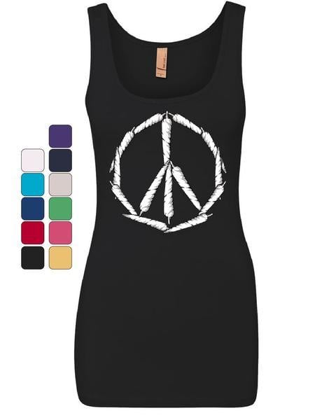 Hippie Smoking Logo - Peace Sign Weed Joints Women's Tank Top Smoking 420 Hippie Pot Marijua