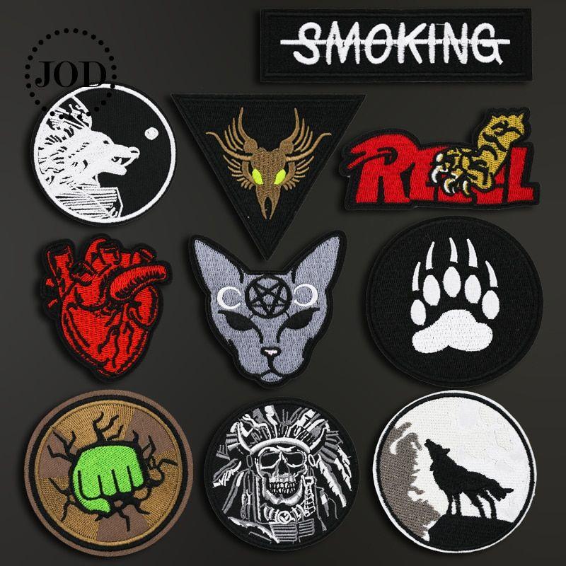 Hippie Smoking Logo - Witchcraft Smoking Wolf Skull Cat Patch Embroidery Patch Clothes ...