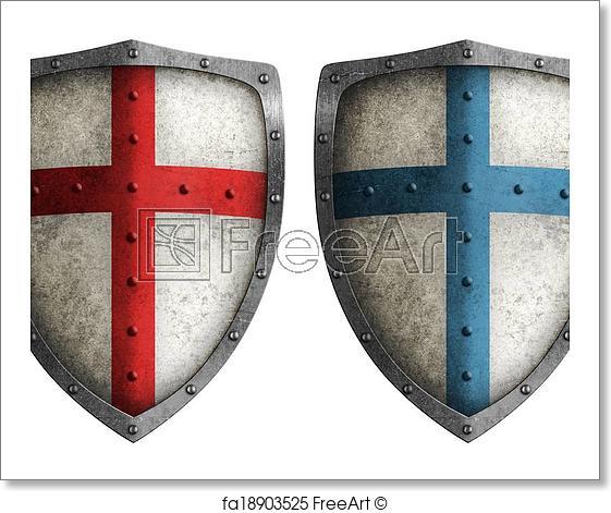 Crusader Shield Logo - Free art print of Medieval crusader shield illustration isolated