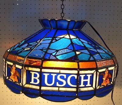Light Blue Eagle Logo - Busch Beer Hanging Electric Lamp Light Stained Glass Blue Eagle Logo ...