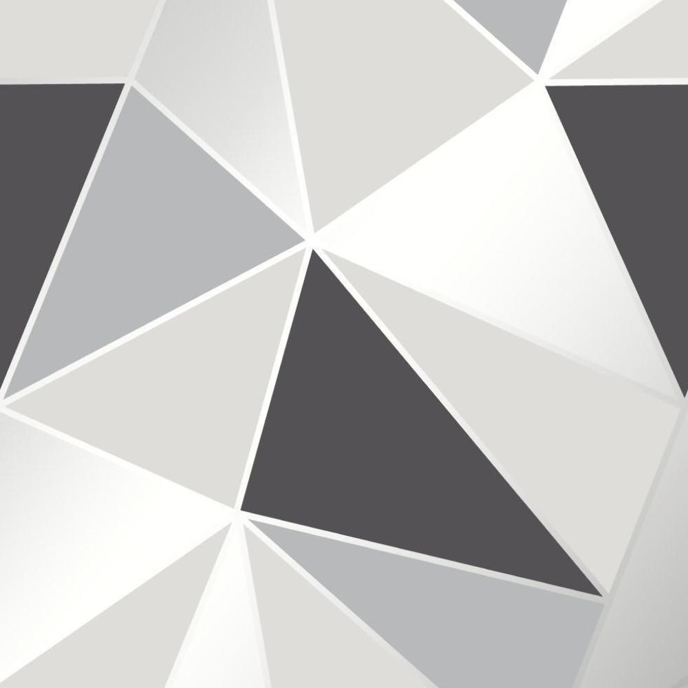 Grey and White Triangle Logo - Fine Decor Apex Geometric Abstract Triangles Grey Silver Black ...