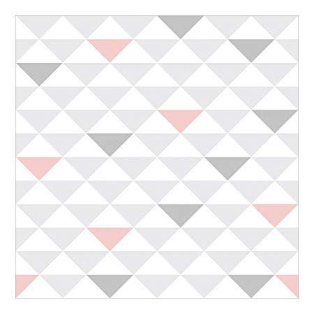 Grey and White Triangle Logo - Non Woven Wallpaper.YK65 Triangles Grey White Pink