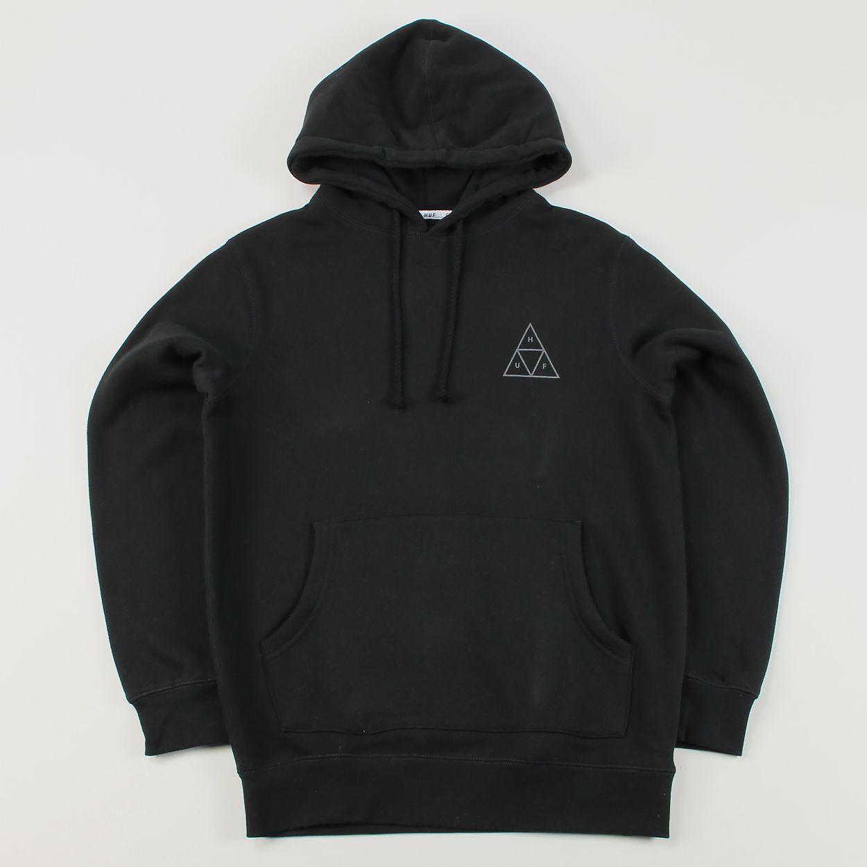 Grey and White Triangle Logo - Huf Pullover Mens Triple Triangle Hoodie Sweater Black Grey £48.75