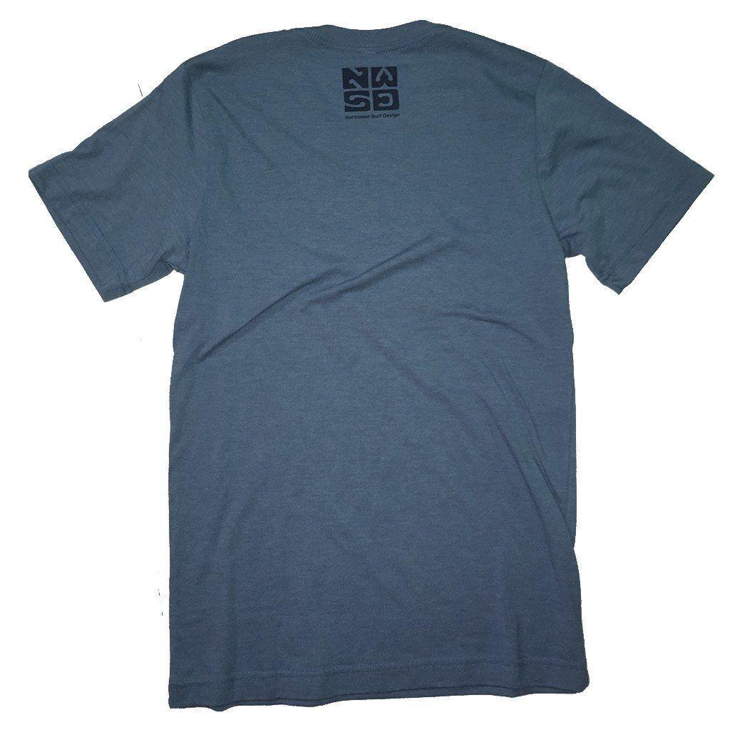 Mountain Wave Logo - Northwest Surf Design Mens Tee - NWSD Mountain Wave Logo Tee - Blue