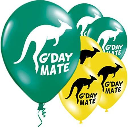 Green Kangaroo Logo - Gday Mate 20 Pack Australian Party Balloons, Kangaroo Design, 10 ...