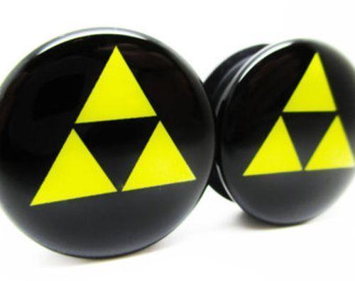 Triangle Game Logo - Zelda plugs PAIR 2 Logo triangle game acrylic gauge piercing screw ...