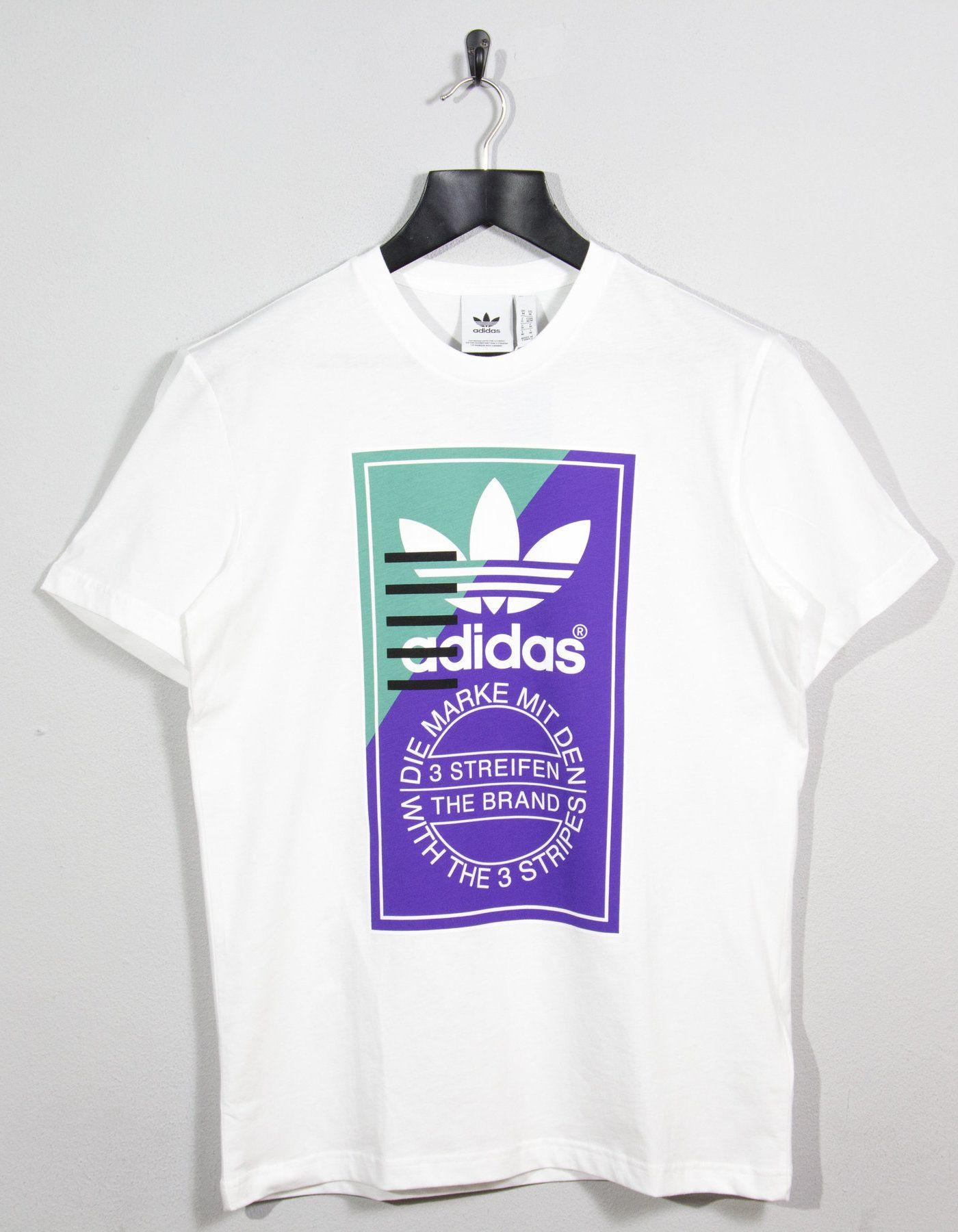 Multi -Coloured Logo - Adidas Multi Logo T Shirt In White