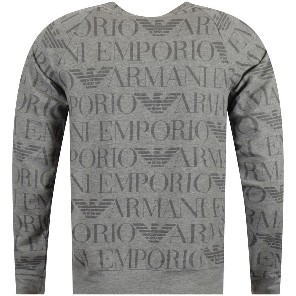 Multi -Coloured Logo - EMPORIO ARMANI Grey Multi Logo Print Sweatshirt - Men from ...