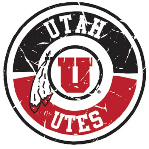 Cool Athletic Logo - Athletic Logo Circle Outside Applique 4.5 x 4.5 Decal. Utah Red Zone