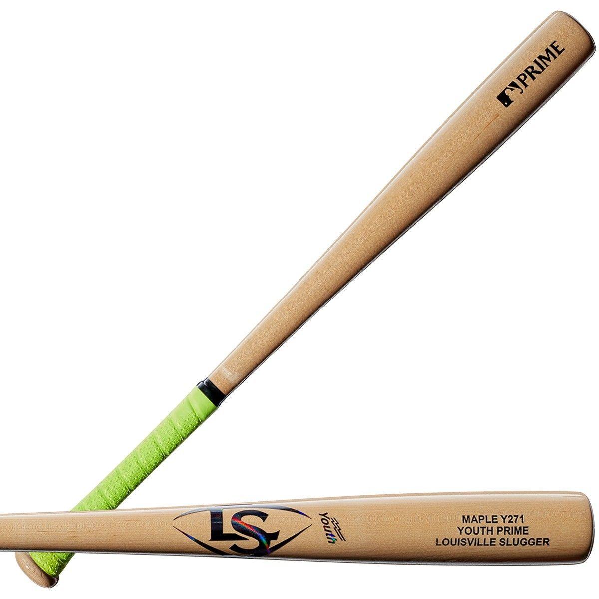 Louisville Slugger Bat Logo - Youth Prime Y271 Natural Neon Yellow Grip Baseball Bat. Louisville