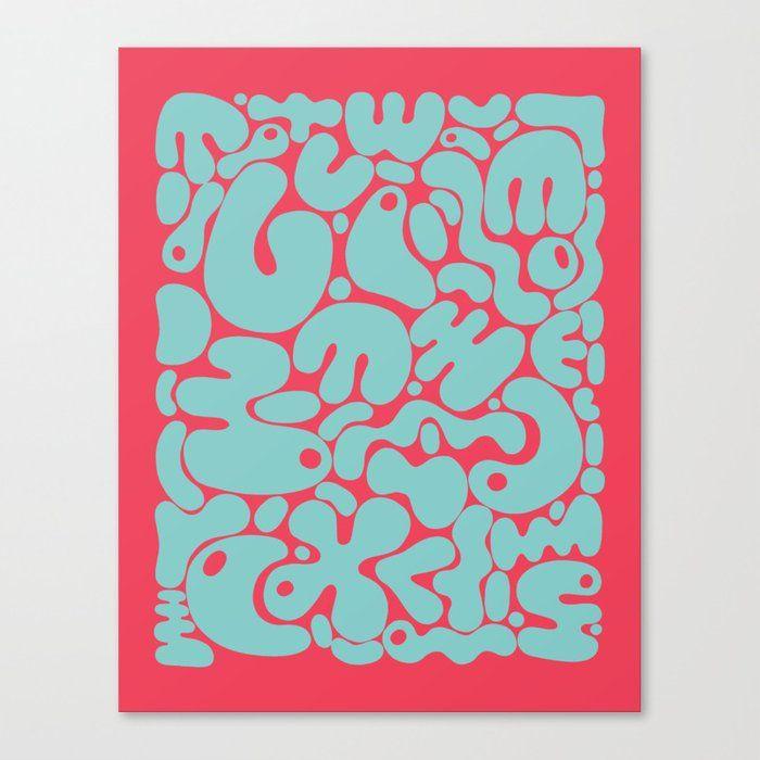 Red Blobs Logo - teal & red blobs Canvas Print