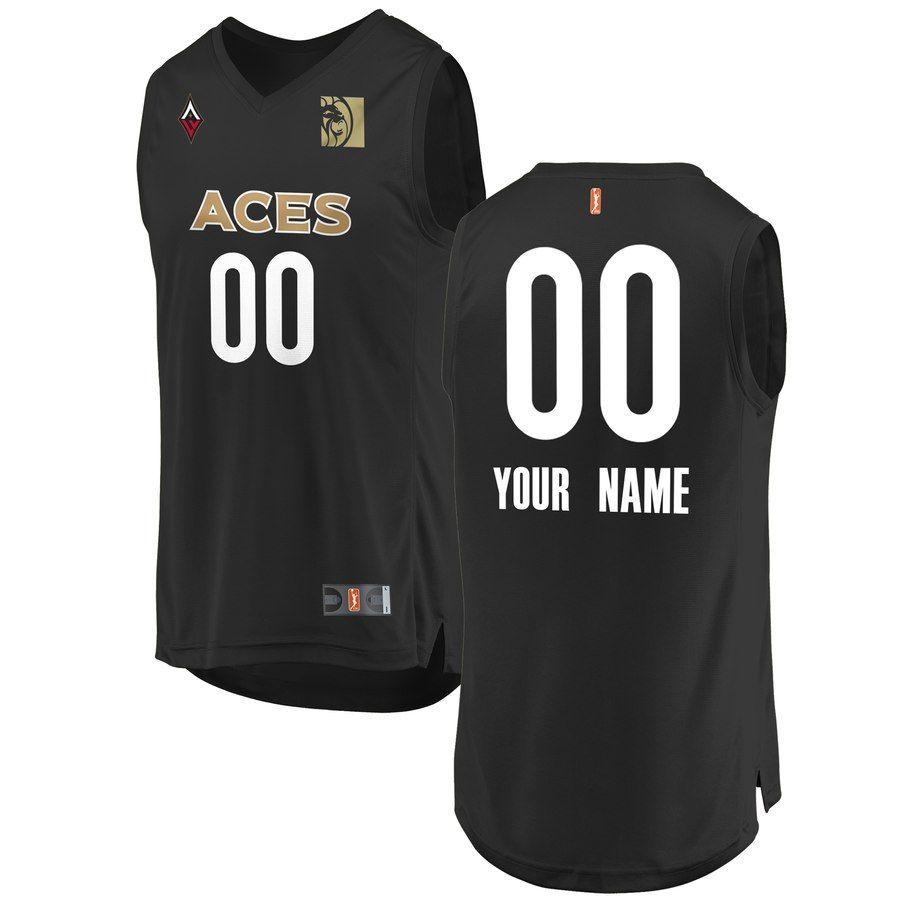 Las Vegas Aces Logo - Las Vegas Aces Fanatics Branded Black 2018 Custom Replica Jersey ...