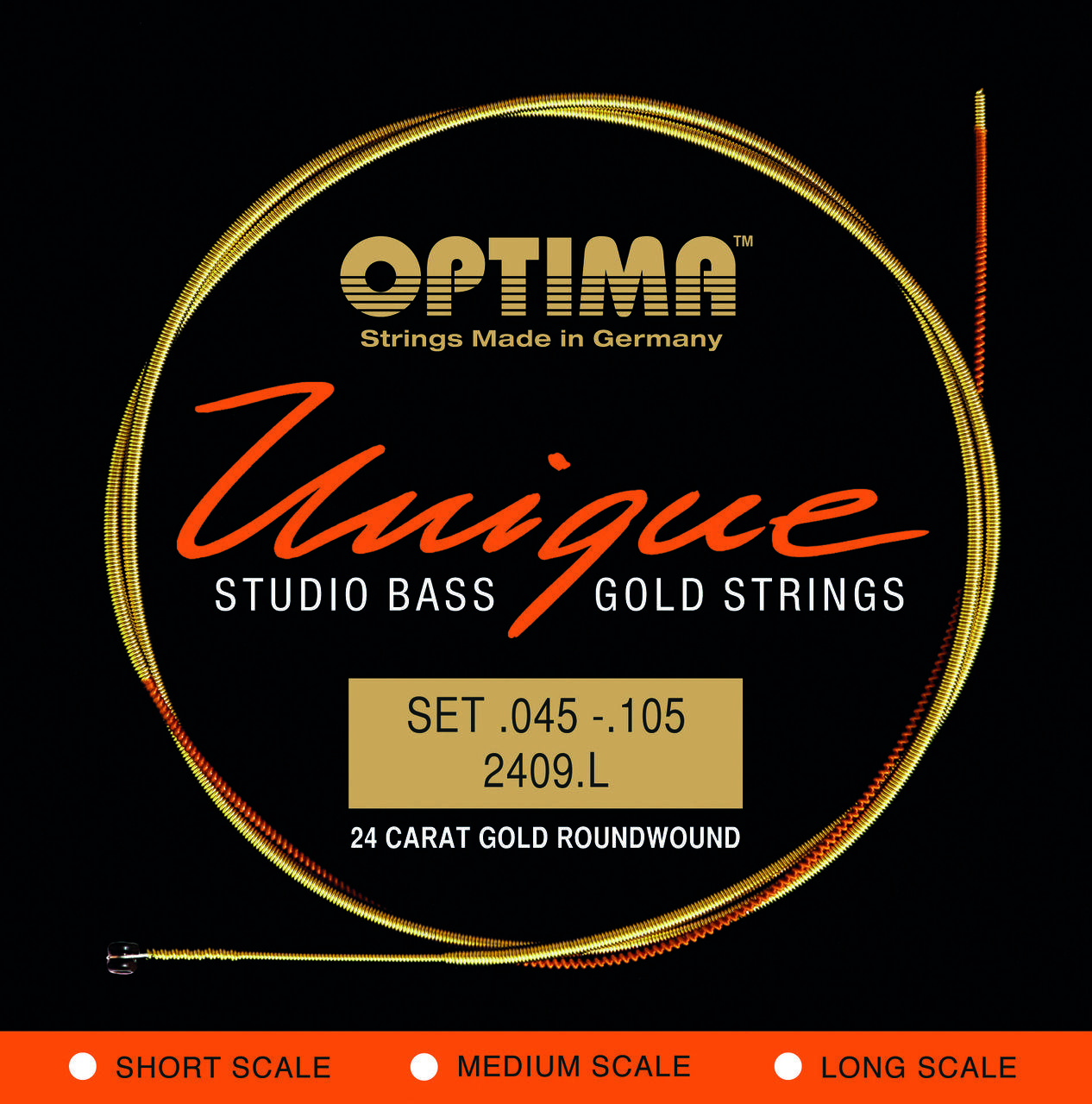 Gold Strings Logo - Optima Unique 24K Gold Bass Strings