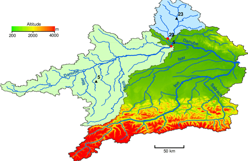 Red Blobs Logo - Gauging Stations 5 And 23 (red Blobs), Their Sub Catchments