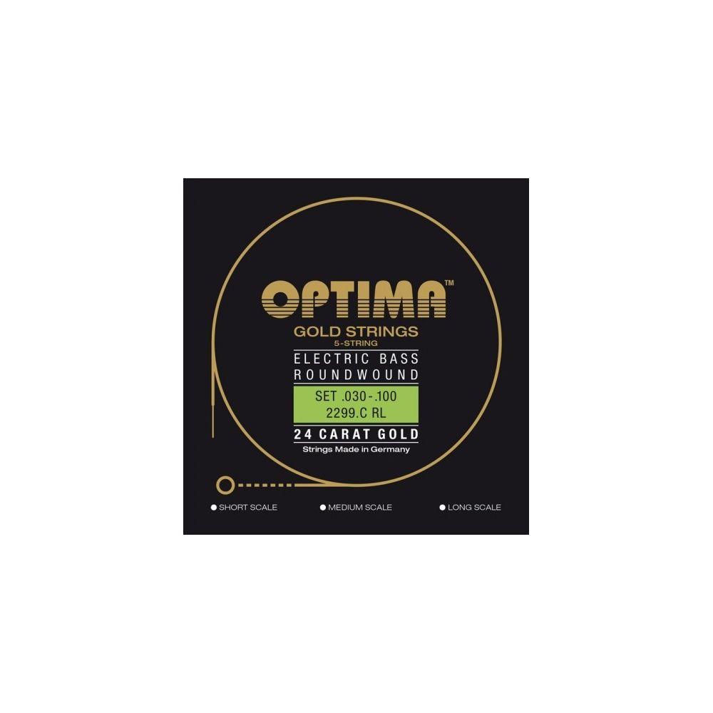 Gold Strings Logo - Optima Gold Plated Bass Guitar Strings, 30 5 String, Long Scale