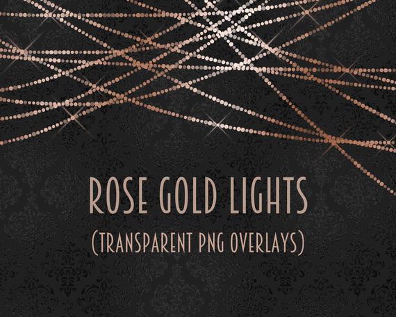 Gold Strings Logo - Rose gold light overlays rose gold light clipart twinkle | Etsy
