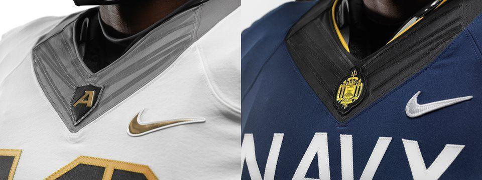 Nike Army Logo - The Nike logo along with the Army logo and Navy logo on the uniforms