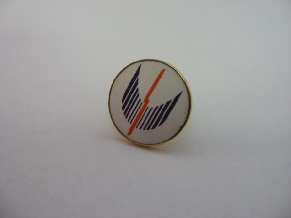 Orange Lightning Bolt Logo - Purple Lines Orange Lightning Bolt Logo Pin