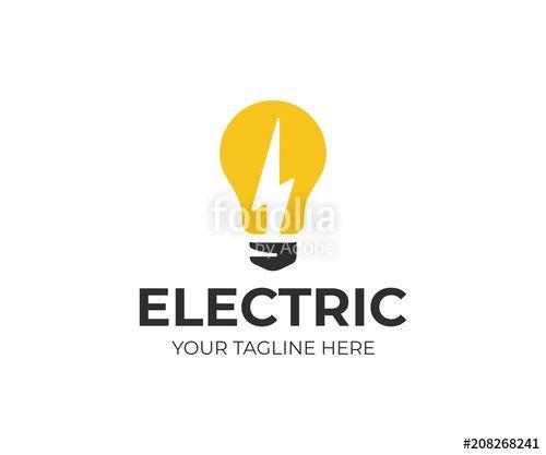 Orange Lightning Bolt Logo - Light bulb and lightning bolt logo template. Electrical vector ...