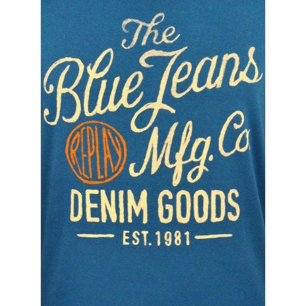 Blue Jeans Logo - men's replay blue jeans logo t-shirt teal