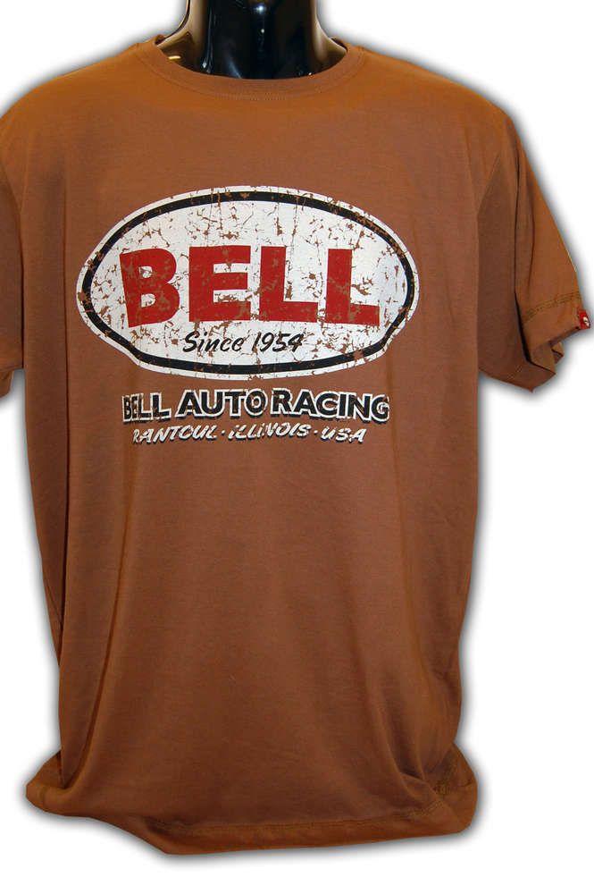 Classic Brown Logo - Bell Auto Racing Retro Logo Replica Design mens T-shirt Tee Brown ...