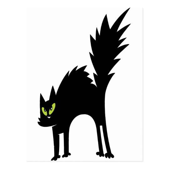 Scary Black and Green Logo - SCARY BLACK CAT CARTOON GREEN EYES LOGO ICON PETS POSTCARD | Zazzle.com