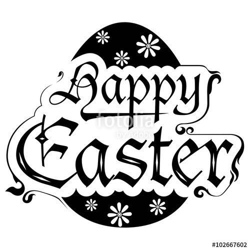 Happy Easter Black and White Logo - Happy Easter script Design Element in Black and white 