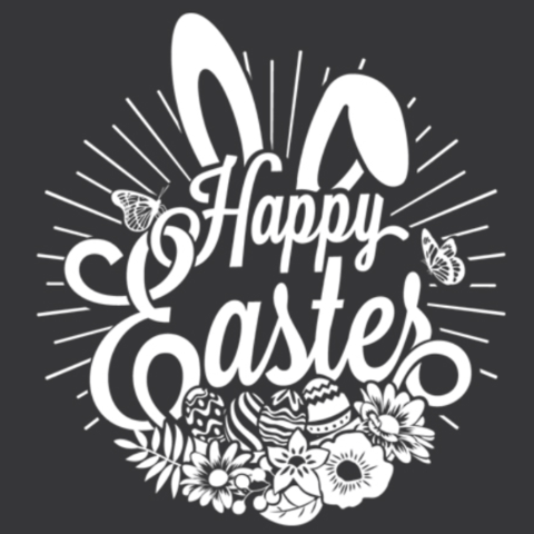 Happy Easter Black and White Logo - Happy Easter Bunny Ears Window Cling - White - 12