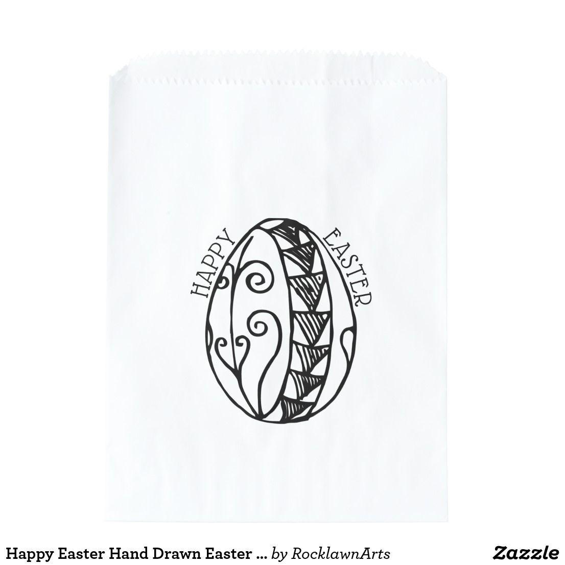 Happy Easter Black and White Logo - Happy Easter Hand Drawn Easter Egg Adult Coloring Favor Bag in 2018 ...