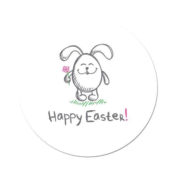 Happy Easter Black and White Logo - Happy Easter Bunny Label Stickers 1.5