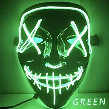 Scary Black and Green Logo - PETUOL Halloween LED Mask Scary Glowing EL Wire Light Up Pouting