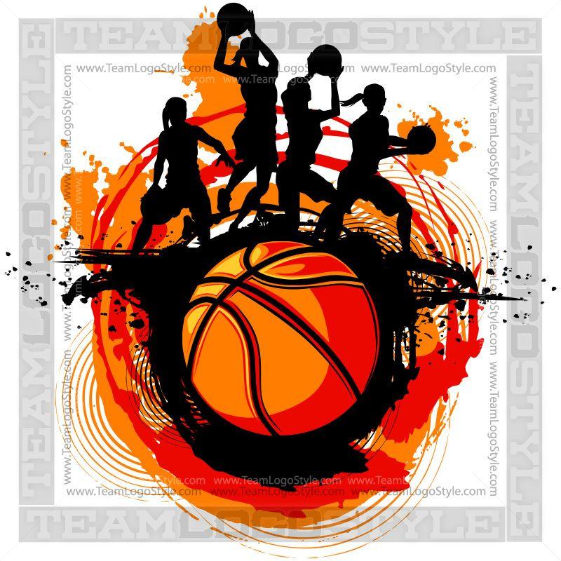 Girls Basketball Logo - Girls Basketball Clip Art Design - Vector Clipart Players