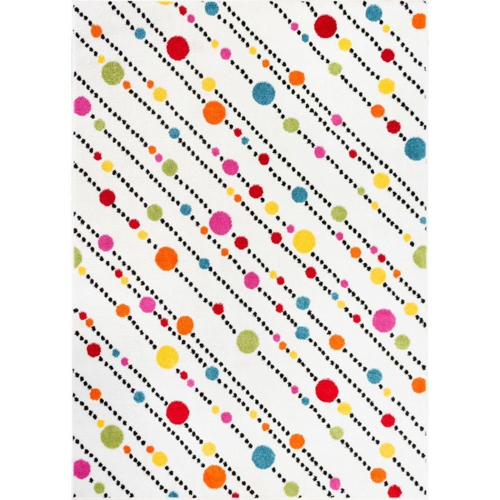 Multi Colored Dots Logo - Well Woven StarBright Dandy Dots and Stripes White 5 ft. x 7 ft ...